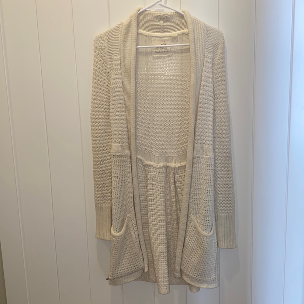 Cream Chunky open front cardigan